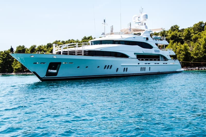 Luxury yacht on open water